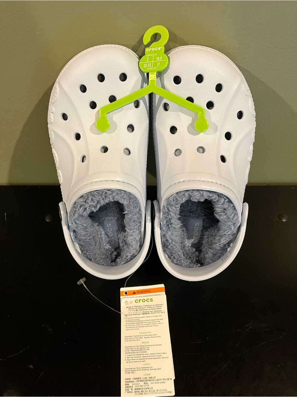 CROCS Light Blue Fuzzy-Lined Clog Shoes Kids Size 1